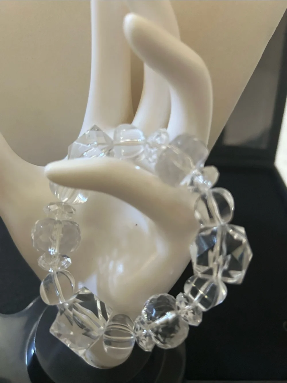 Crystal Clear Beaded Stretch Bracelet - Transparent